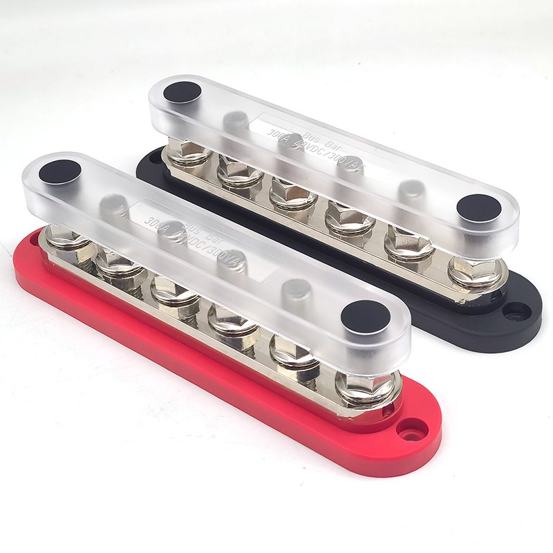 Stud Power Distribution Block Dusty Proof Cover DC 48V 300A Studs Positive Circuit Ground Bus bar Terminal for Car Boat Marine