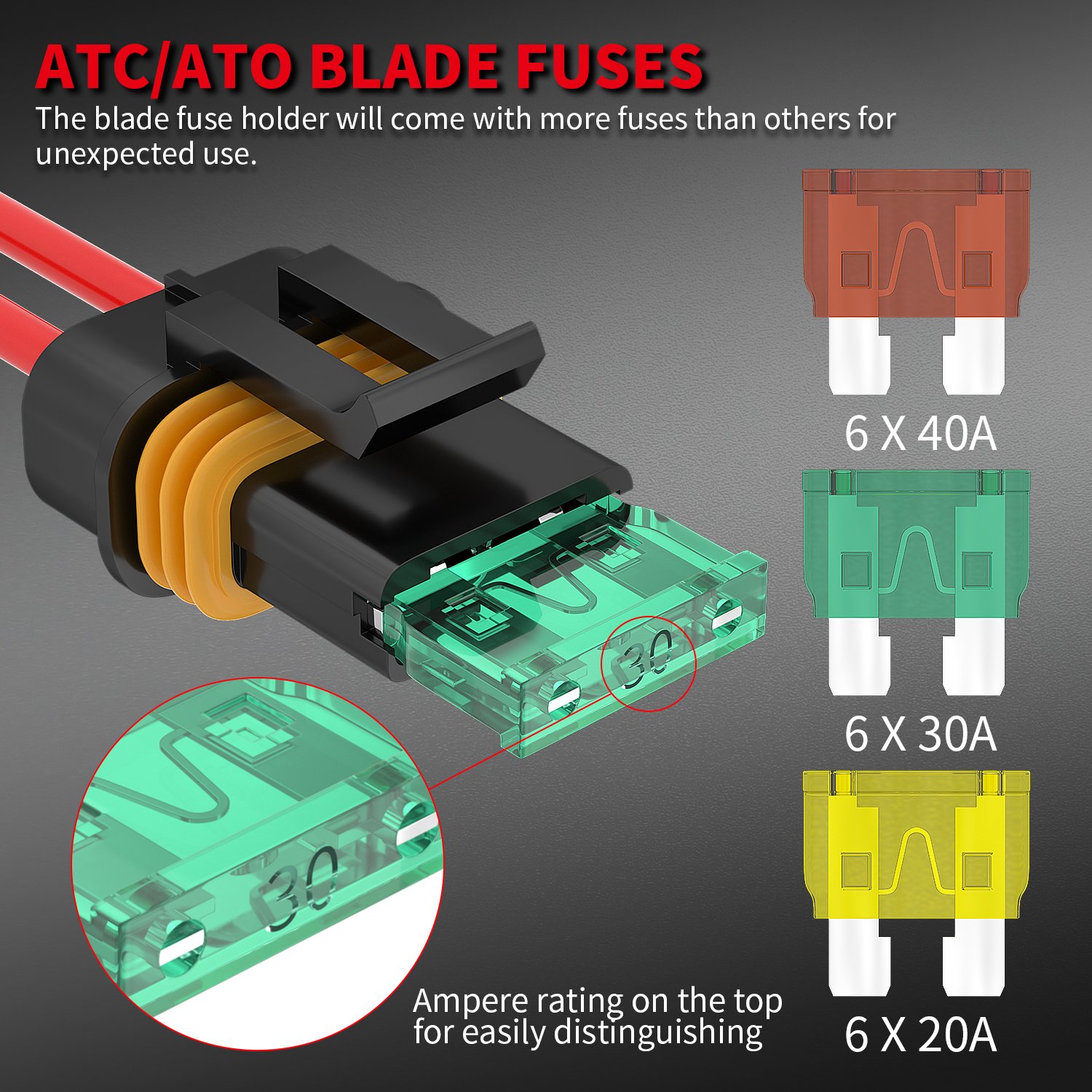 Daiertek F117-C DC 12V Mini Blade Fuse Holder With Waterproof Cover 12/14/15 AWG Inline Fuse Holder for Car Boat Truck Marine