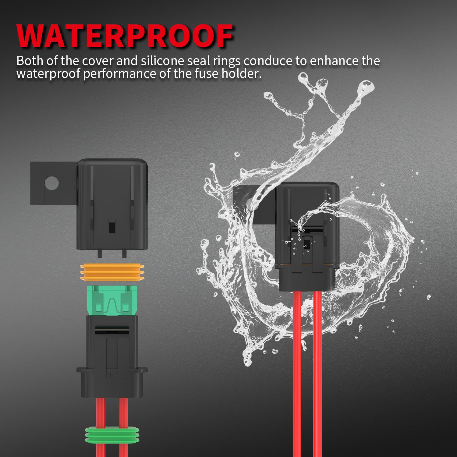 Daiertek F117-C DC 12V Mini Blade Fuse Holder With Waterproof Cover 12/14/15 AWG Inline Fuse Holder for Car Boat Truck Marine