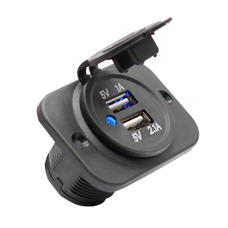 3.A Dual USB Panel Mounted Car Charger Socket Outlet DC Power Outlet for Car Motorcycle Marine Boat