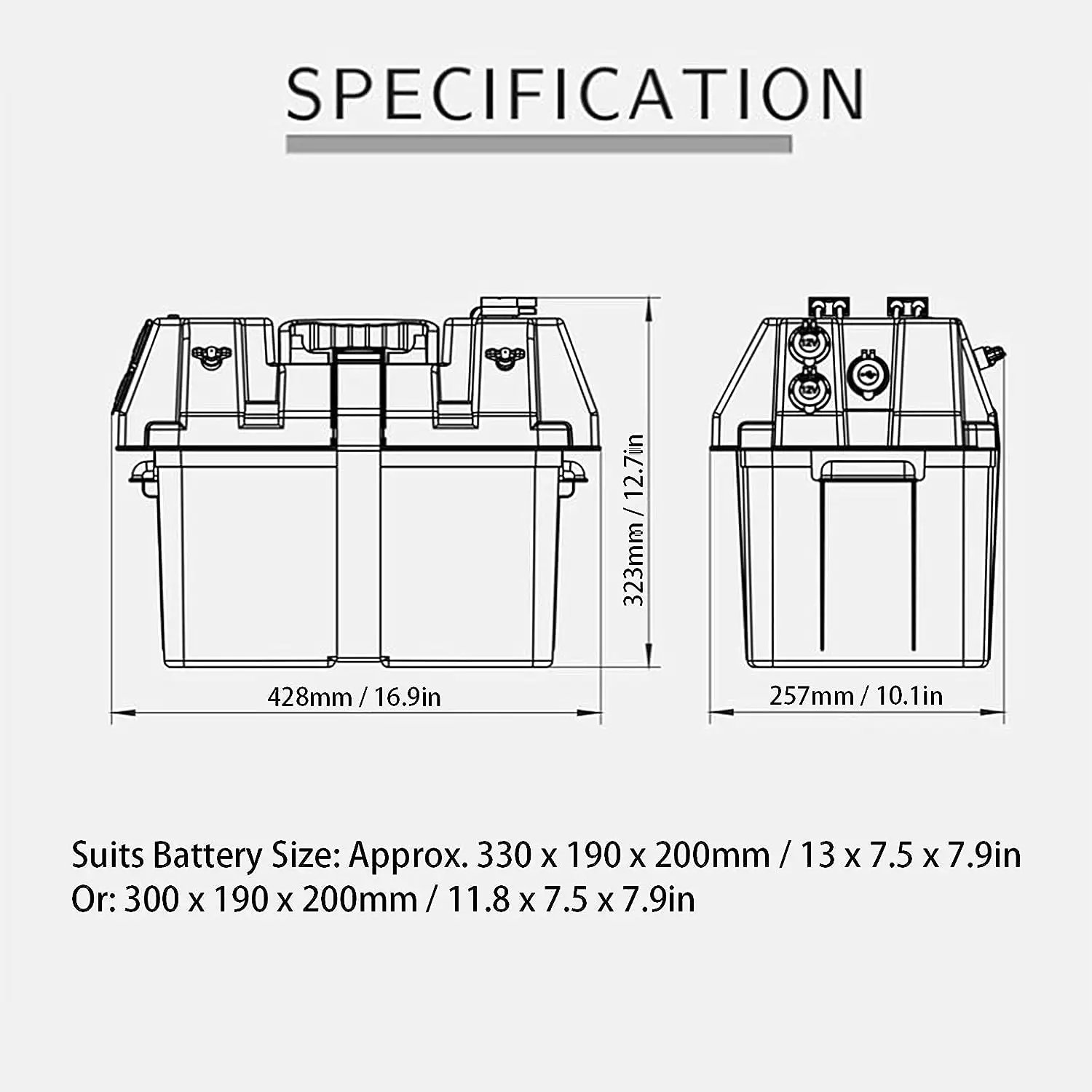 Waterproof 12v Battery Box Deep Cycle AGM Portable Camping Marine Boat Trolling Motor 4x4 Battery Box Camping for Deep Cycle