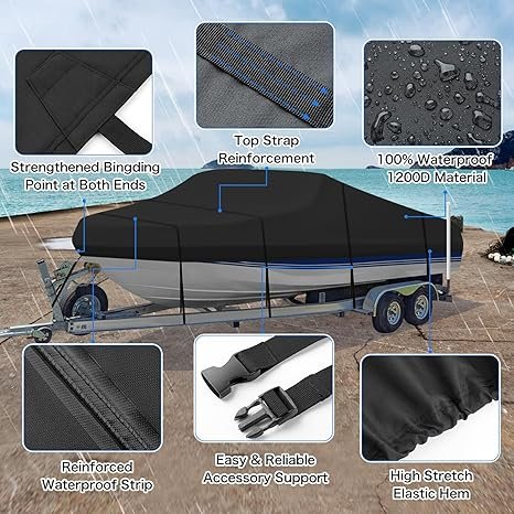 Waterproof Heavy Duty Boat Cover Dust Protector Universal Waterproof UV Resistant Outdoor