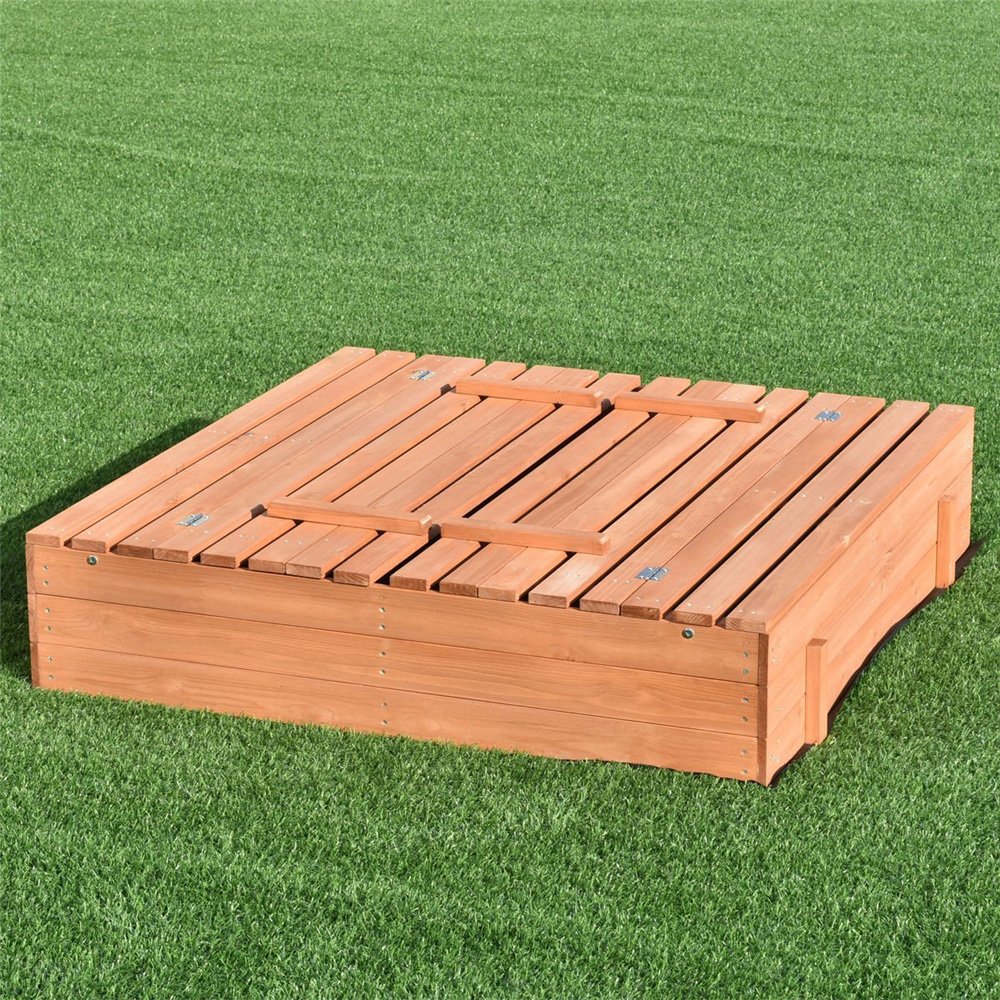 Kids Play House Outdoor Wooden Jungle Gym Playground Solid Wood Square Sandbox With Cover