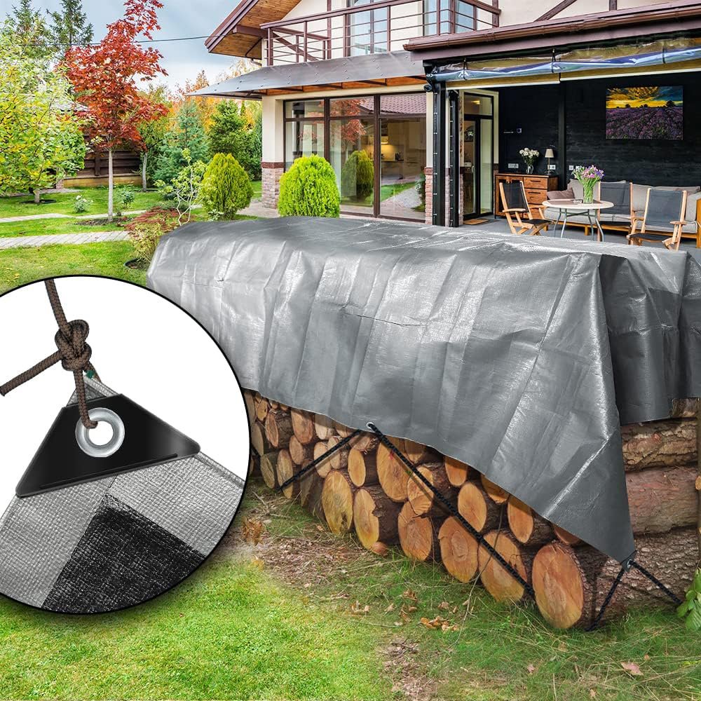 Heavy Duty Waterproof Tarpaulin Black Tarp Protection Durable Tent Shield Trailer Trampoline Cover UV Weatherproof Sheet