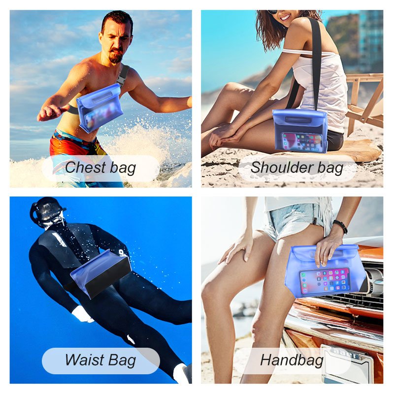 Universal Waterproof Mobile Fanny Pack Beach Swimming Dry Bag Pvc Waterproof Phone Bag Pouch With Waist Belt