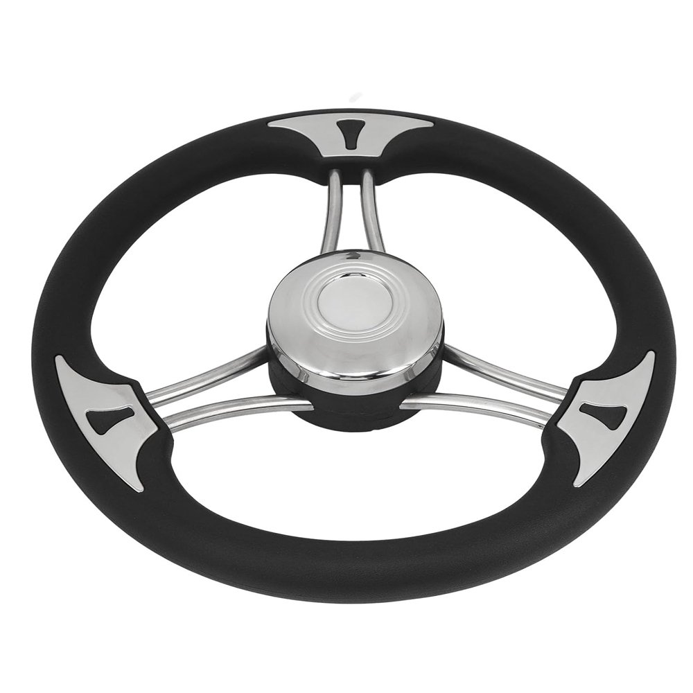 Boat Steering Wheel, 14 Inch 350mm Outer Diameter Heavy Duty Polished Rustproof Steering Wheel With Tapered Cover for Boat