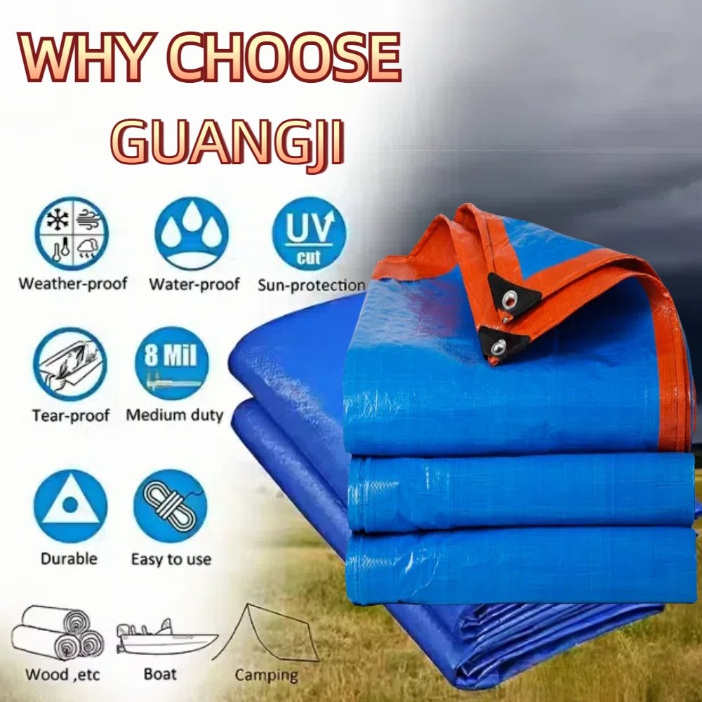 Heavyweight Outdoor Awning Sun Shade 200gsm Waterproof PE Tarpaulin Coated Water Resistant Camping Boat Truck Tarpaulin