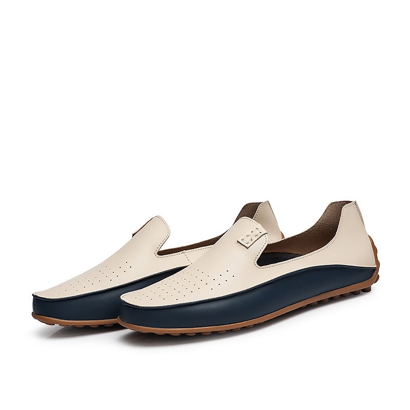 Men's Casual Leather Moccasin Gommino Driving Loafers Foldable Flat Slip-on Walking Sneakers Soft Gel PVC Insole Mesh Autumn