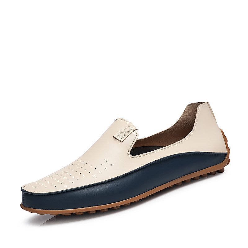 Men's Casual Leather Moccasin Gommino Driving Loafers Foldable Flat Slip-on Walking Sneakers Soft Gel PVC Insole Mesh Autumn