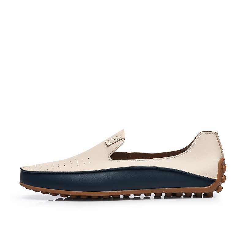 Men's Casual Leather Moccasin Gommino Driving Loafers Foldable Flat Slip-on Walking Sneakers Soft Gel PVC Insole Mesh Autumn