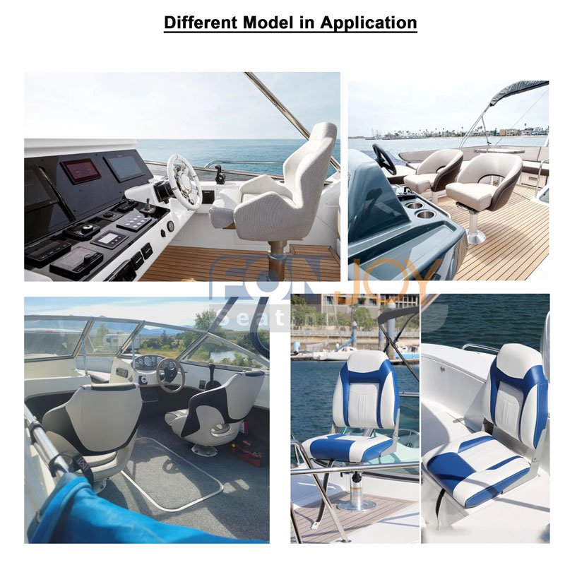 Soft Cushion Pu Leather Wrapped with Aluminum Alloy Hinge Marine Captain Chair Seat Foldable Anti-uv for Yacht or Fast Boat