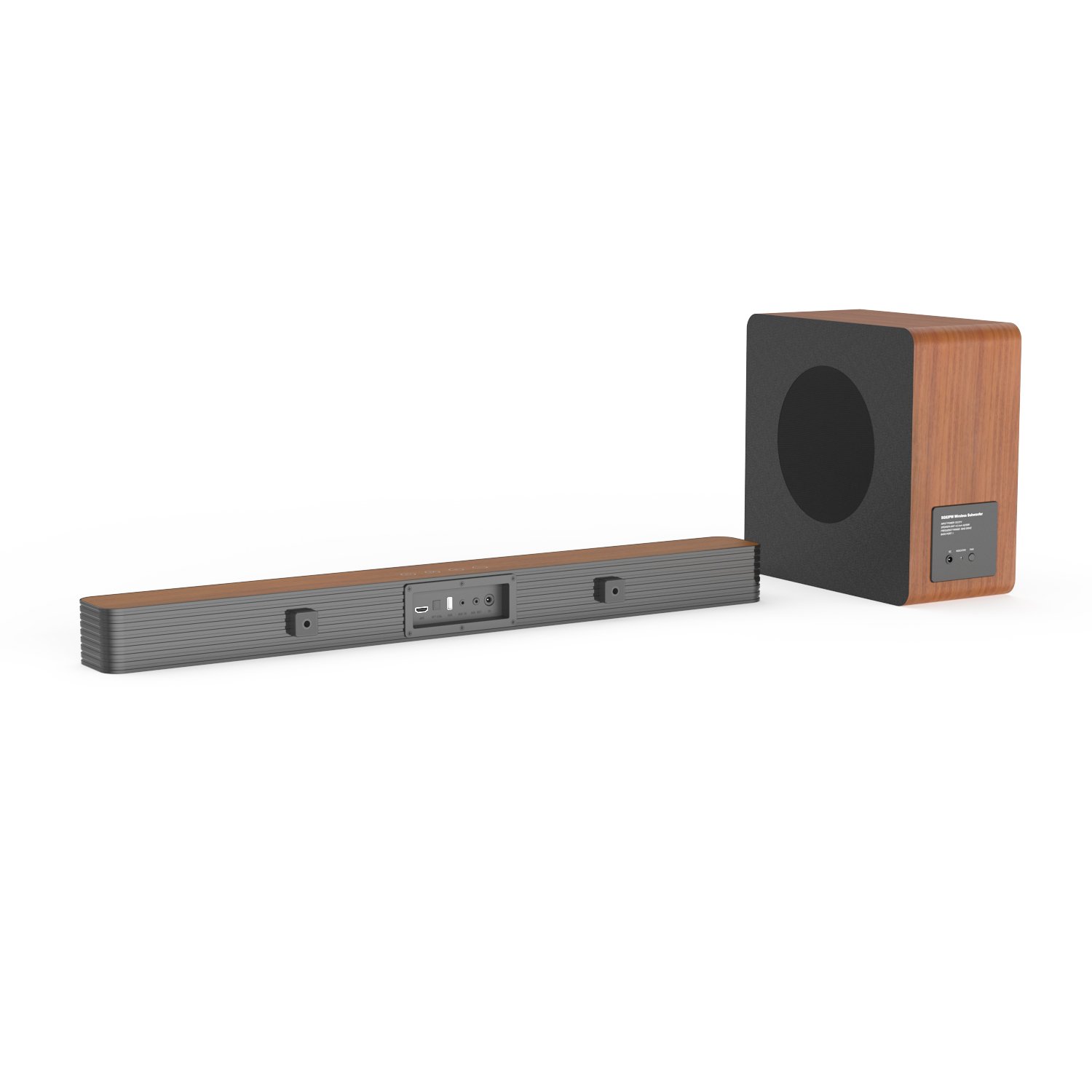 2.1 Soundbar with Subwoofer Wireless for Bluetooth Home Theater Audio Speaker Elegant Wooden Design for TV and Boat