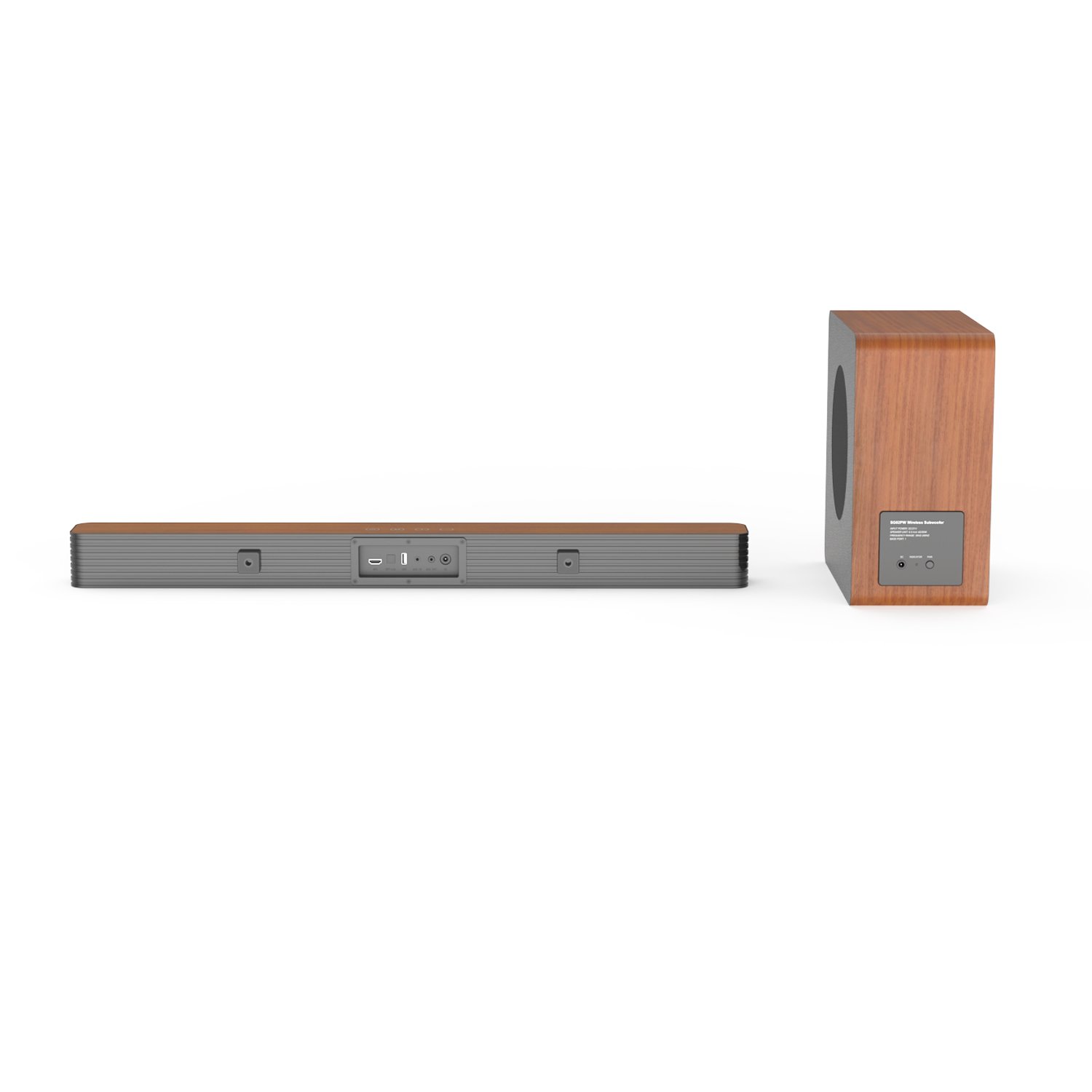 2.1 Soundbar with Subwoofer Wireless for Bluetooth Home Theater Audio Speaker Elegant Wooden Design for TV and Boat