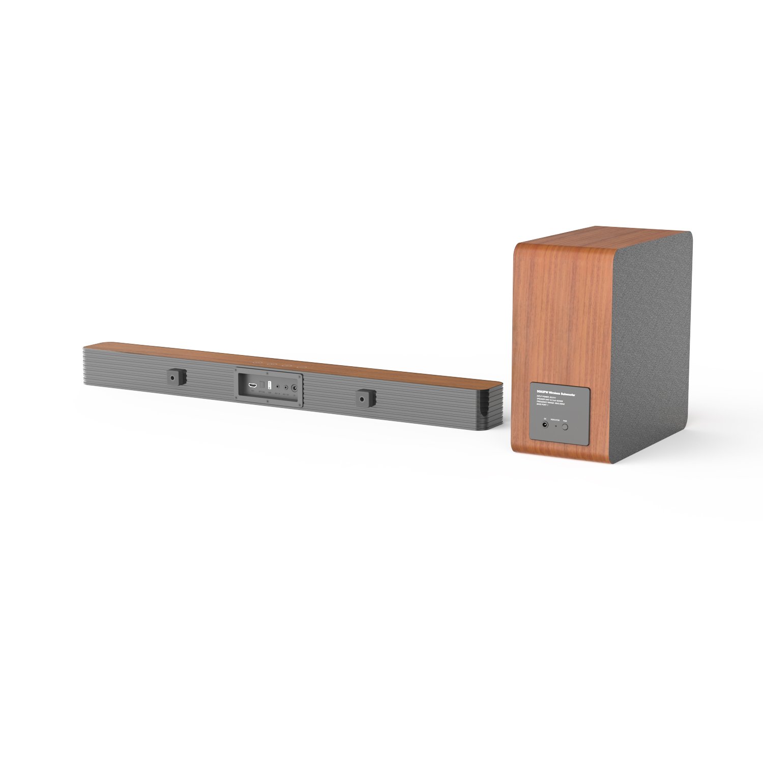 2.1 Soundbar with Subwoofer Wireless for Bluetooth Home Theater Audio Speaker Elegant Wooden Design for TV and Boat