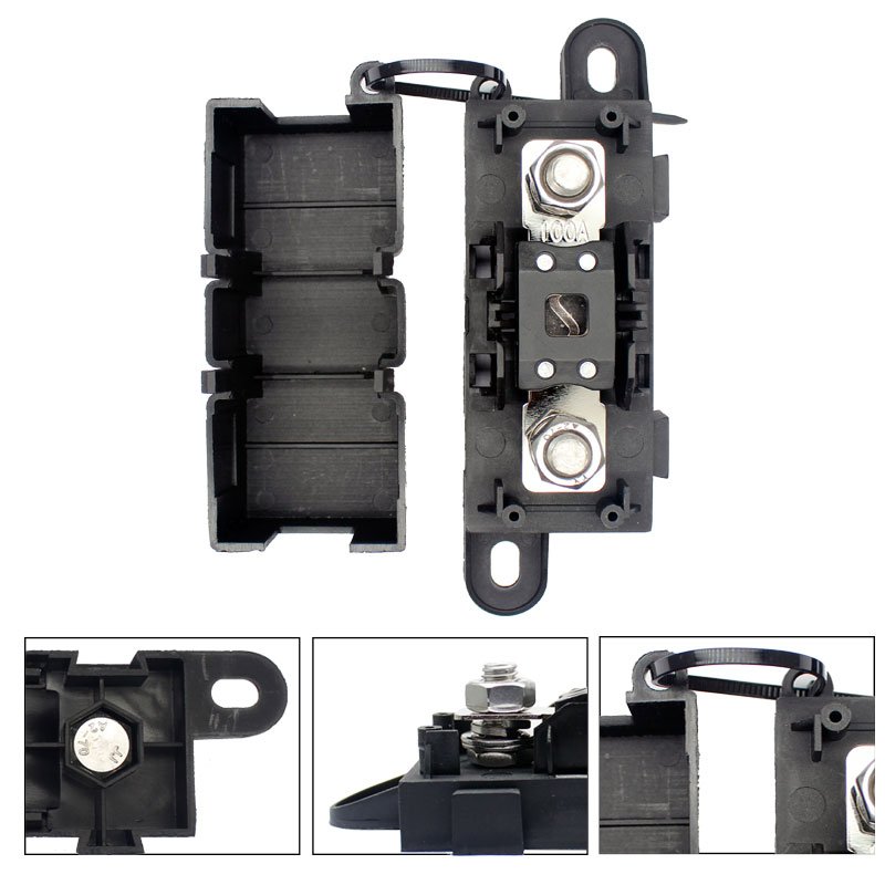 50- 300A MEGA Fuse Holder 12V Car 32V Inline Battery Blade Mega Fuse Block with Cover for Boat Bus Automotive