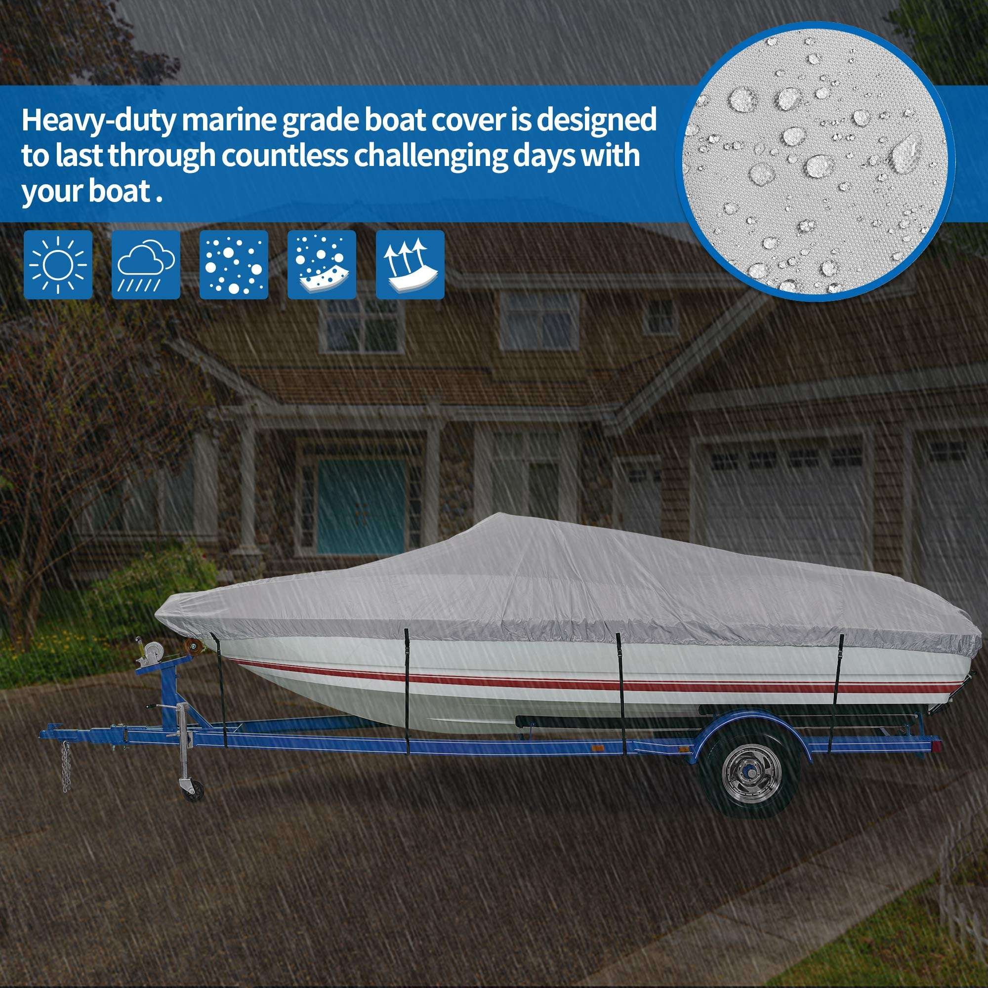 Custom Logo 600D Heavy Duty All Weather Boat Cover Durable UVproof Dustproof Boat Tarp Cover