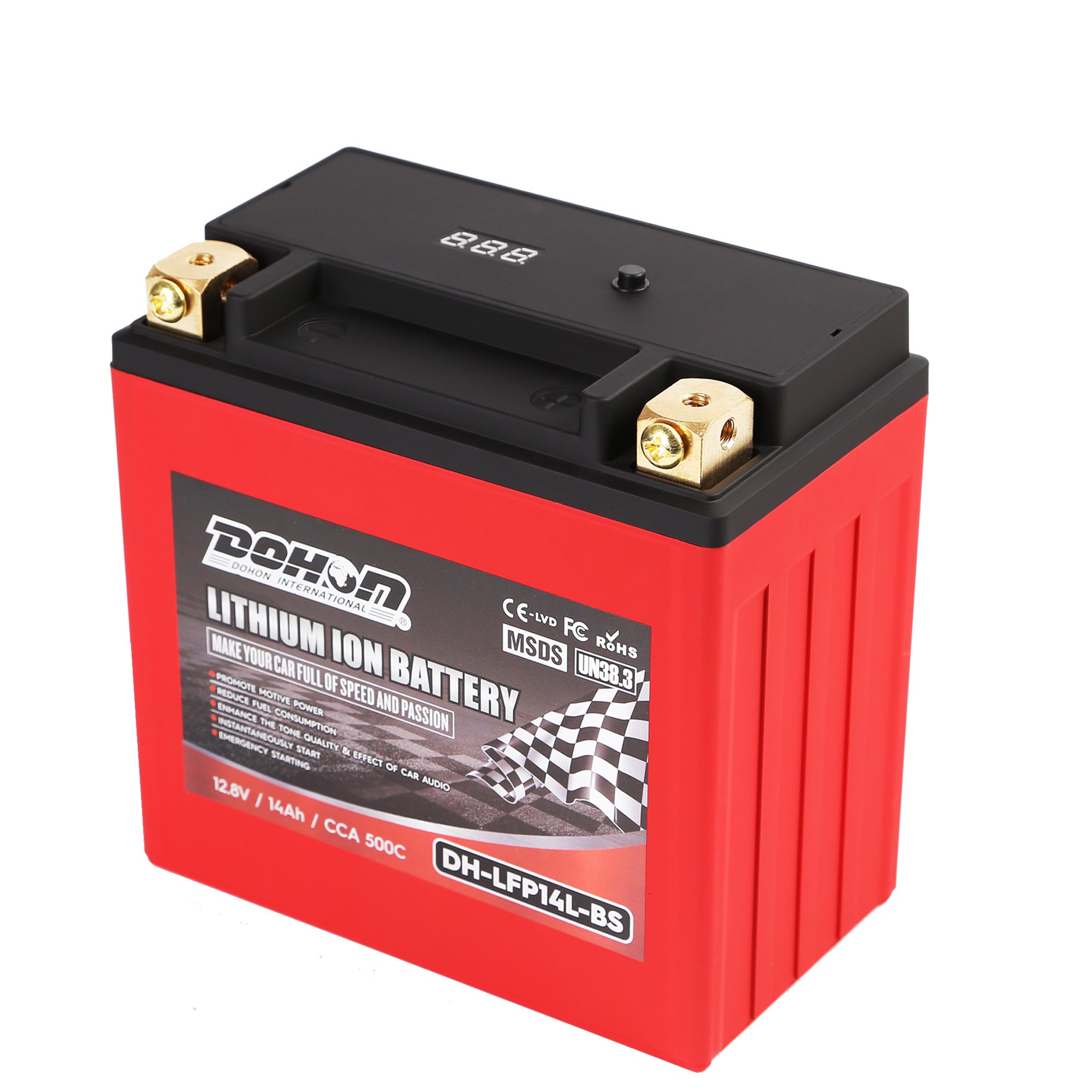 Lithium Iron Battery 12V 14-BS/12.8V 14L-BS 8Ah CCA 500A Lithium Phosphate Motorcycle Battery Scooter for ATVs UTVs ETX14