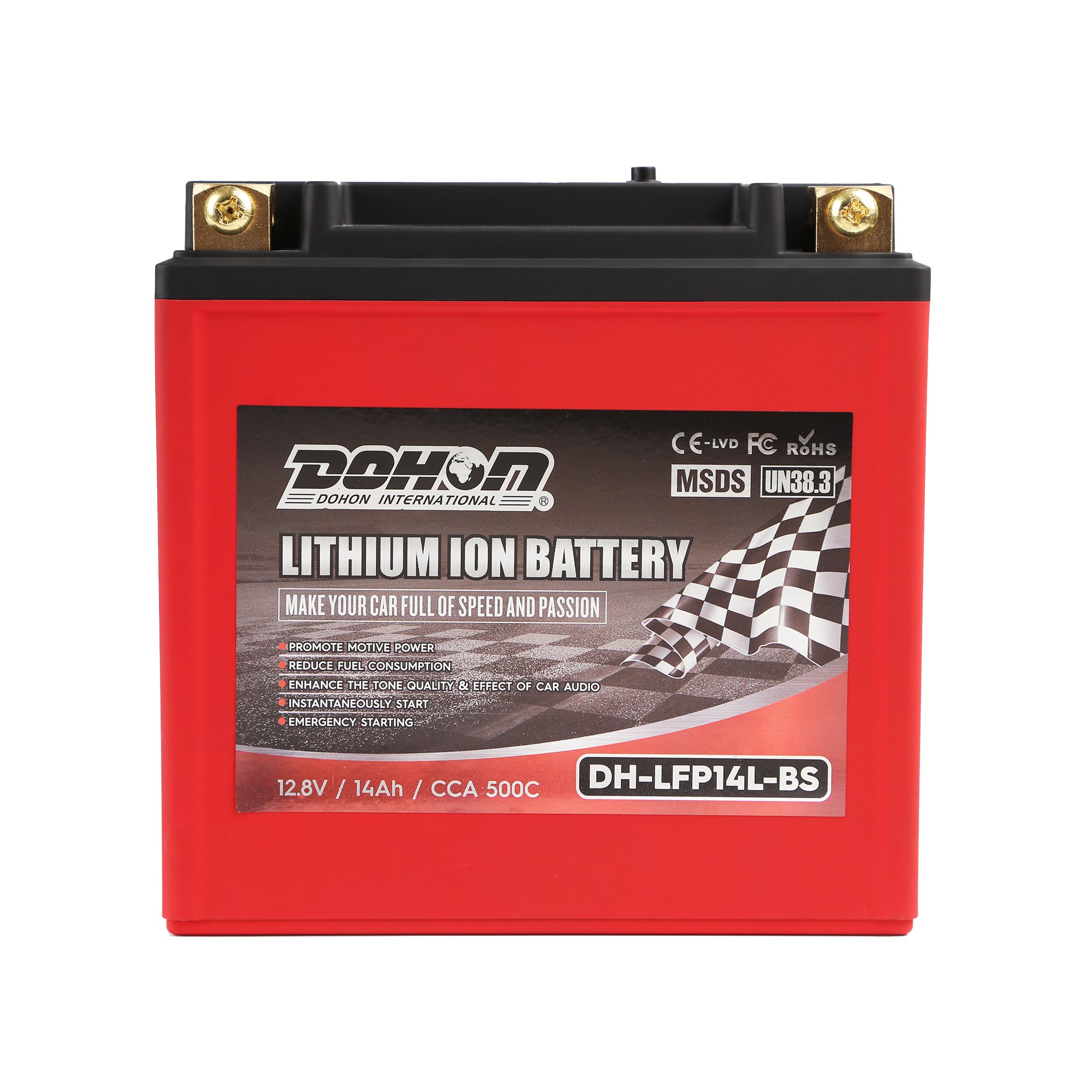 Lithium Iron Battery 12V 14-BS/12.8V 14L-BS 8Ah CCA 500A Lithium Phosphate Motorcycle Battery Scooter for ATVs UTVs ETX14