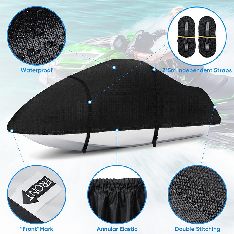 Heavy Duty 210D UV Resistant Replacement Cover Trailerable Jet Ski Cover,Waterproof Upgraded Trailerable Jetski Cover