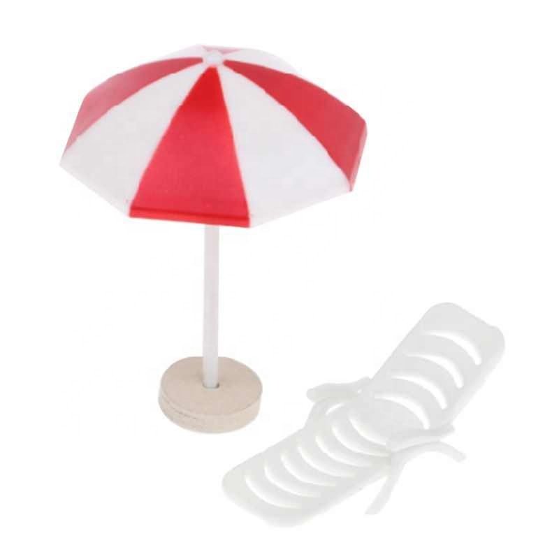 Beach Sun Umbrella Boat Shell Kits Miniature Landscape Fairy 1/12 Dollhouse Garden Figurine Miniature Ornament Decor