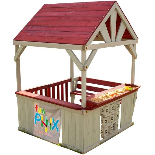 Wooden Playhouse for Kids Outdoor Backyard Playhouse with Bench Outdoor Play Set