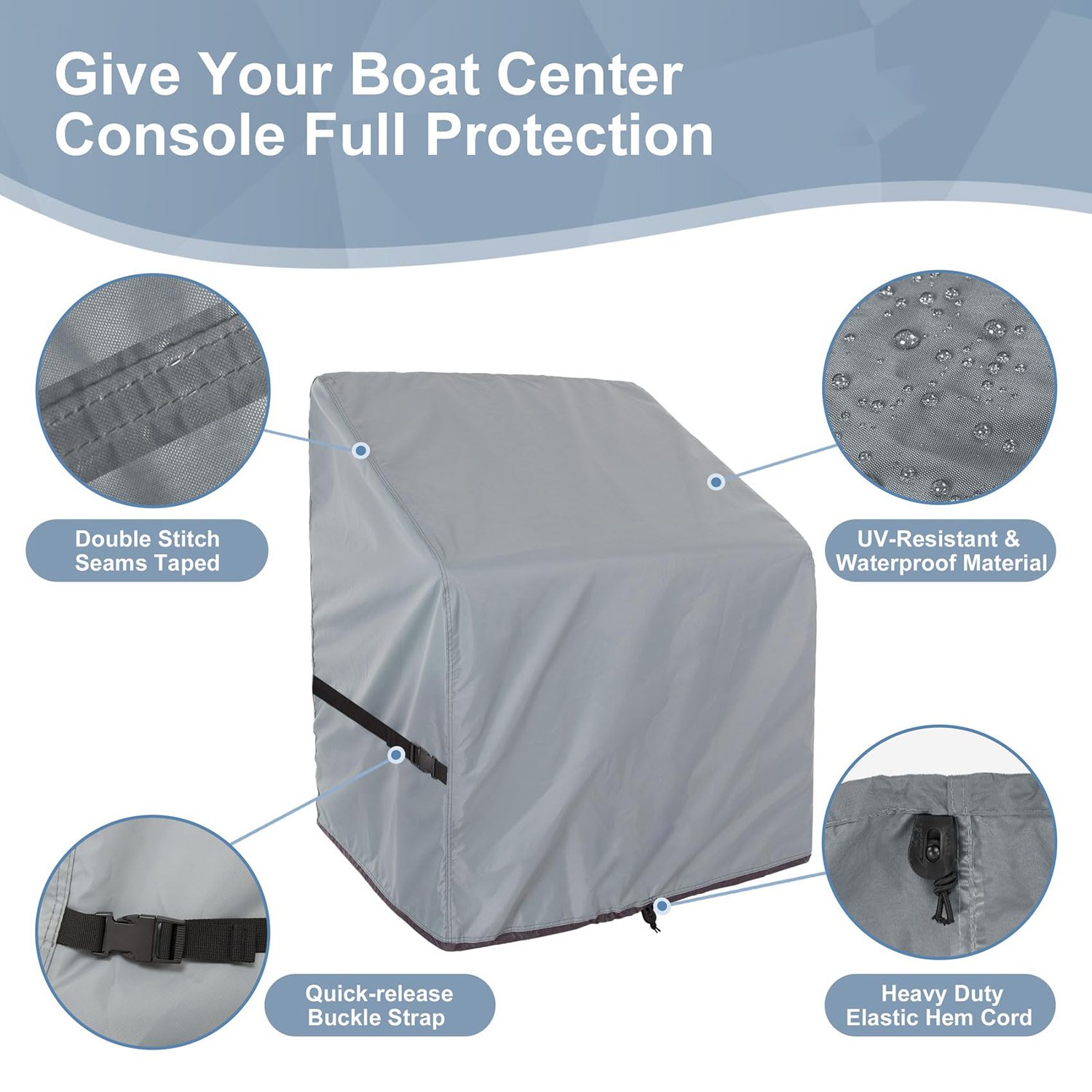 Factory Customized Size Waterproof Marine Grade 600D Oxford UV-Protection Helm Covers Trailerable Boat Center Console Cover