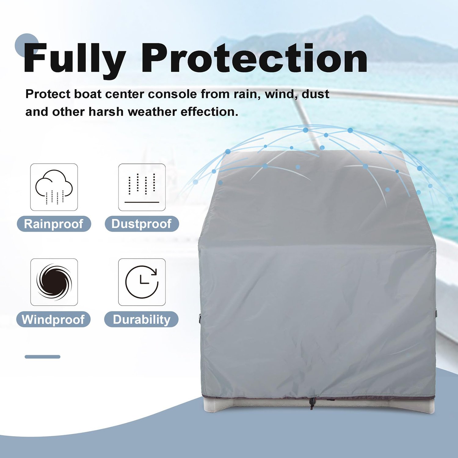 Factory Customized Size Waterproof Marine Grade 600D Oxford UV-Protection Helm Covers Trailerable Boat Center Console Cover