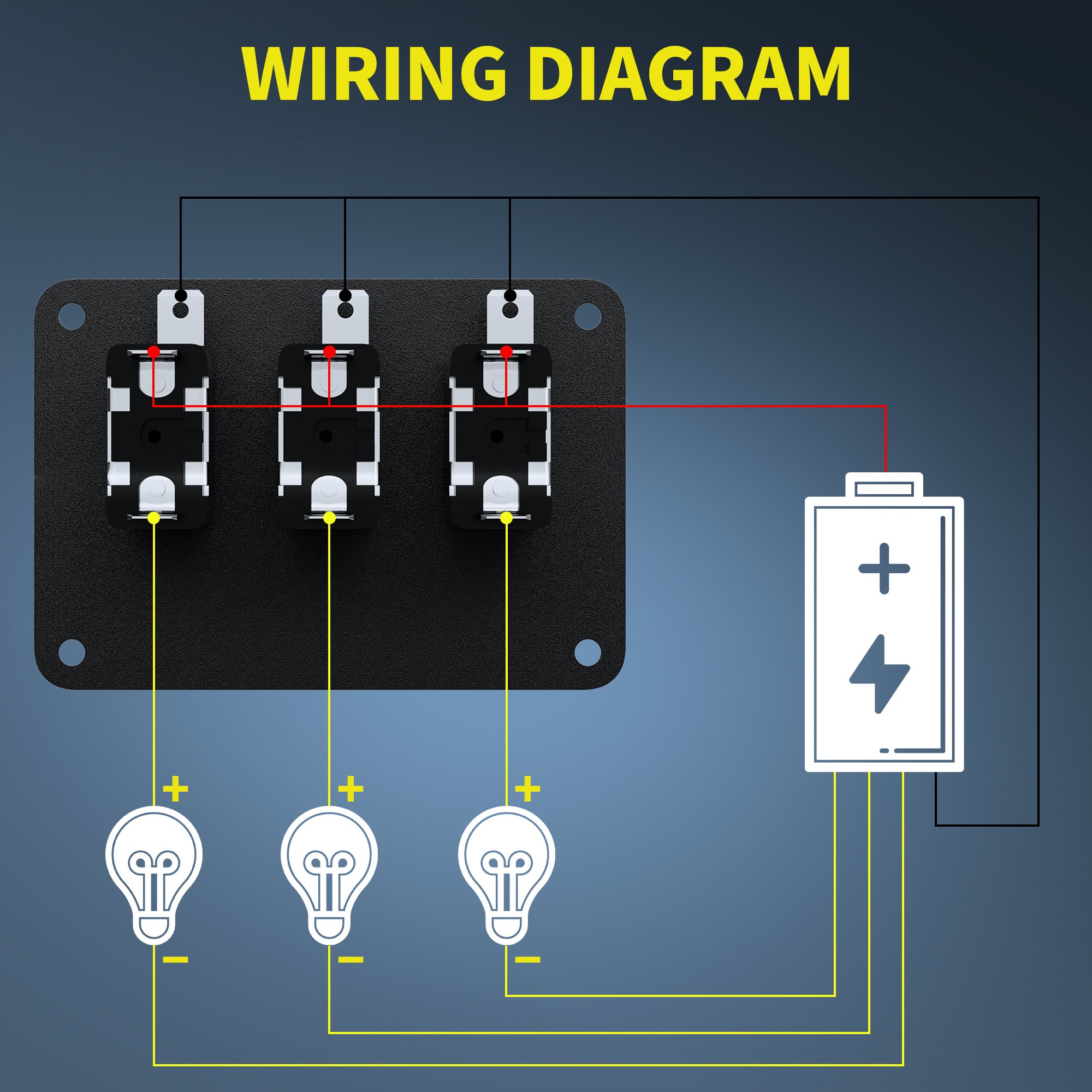 Heavy-Duty 3 Gang on OFF Switch Plate LED Light Toggle Switch Panel 3 Pin SPST Switch Panel With Aircraft Cover for Car
