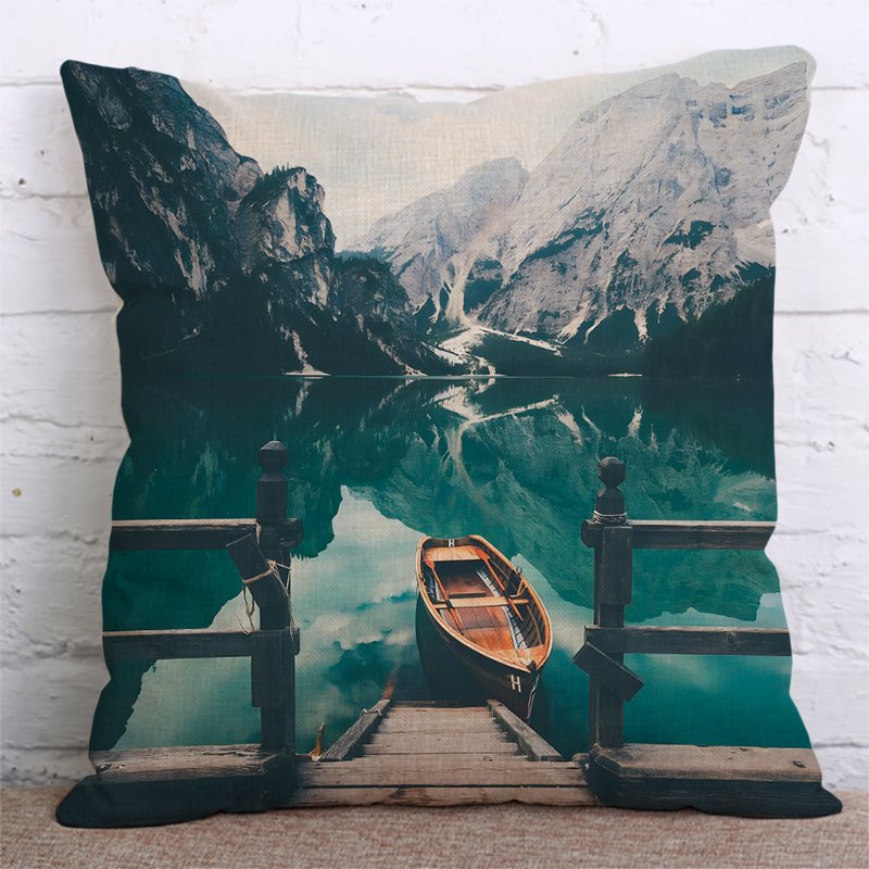 Scenery Decorative Cushion Cover Boat Pattern Throw Pillow Case Home Sofa Pillowcase Suitable for Indoor Car Office Decor