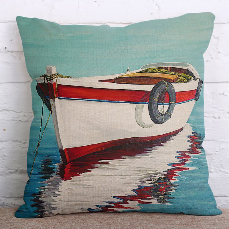 Scenery Decorative Cushion Cover Boat Pattern Throw Pillow Case Home Sofa Pillowcase Suitable for Indoor Car Office Decor