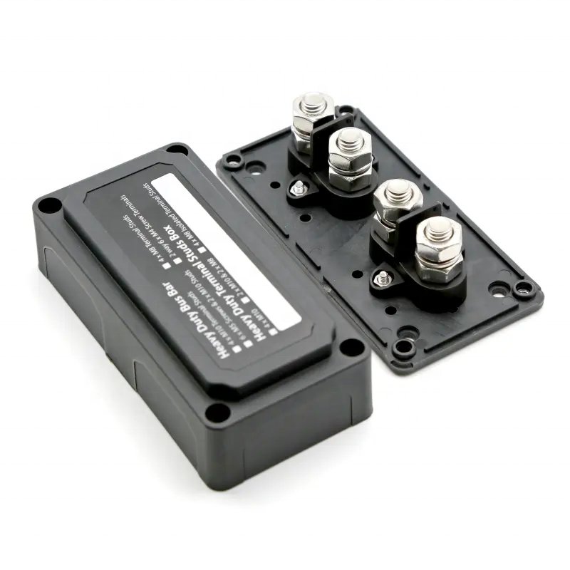200A 300A Heavy Duty Modules Bus Bar 4 Stud Power Distribution Block 12-48V DC 4xM10 3/8" 4xM8 Brass Terminal Studs for RV Ship