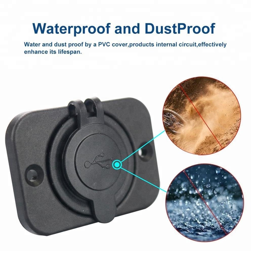 MX Dual USB Charger Power Socket Outlet 12V 1A & 2.1A for Mobile GPS Charger Car Boat Marine Carvans Flush Mount