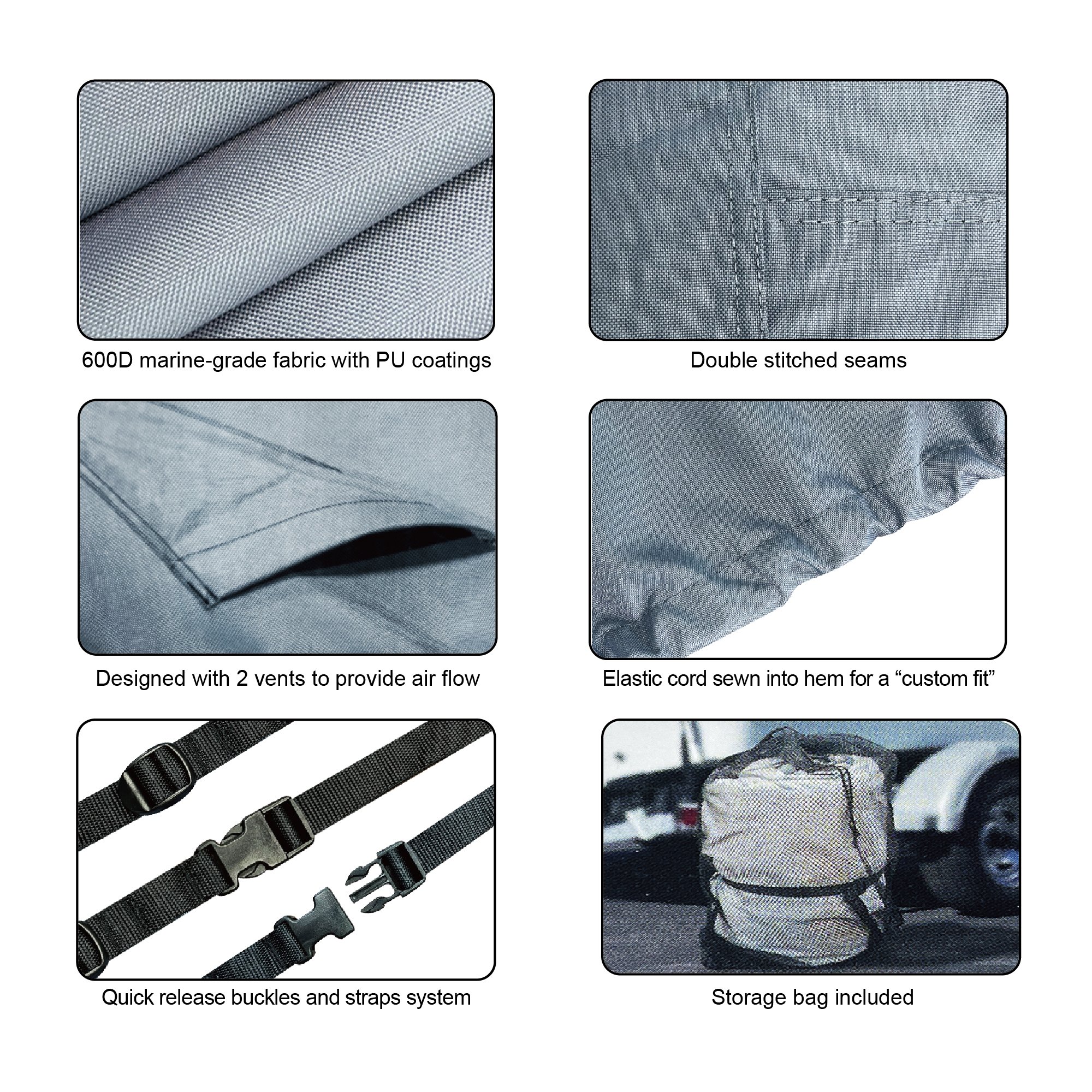 Newstar 14-16 Inch Waterproof Fishing Pontoon Breathable Boat Cover Fabric 600D Marine Grade Polyester Canvas Universal