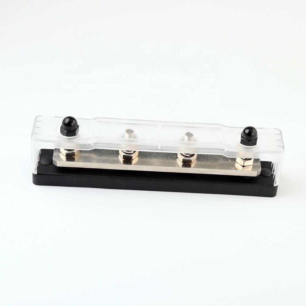 2-way Busbar Flexible Dc Battery Busbar Electric Copper Bus bar Insulator Terminal Block with Cap for RV Boat