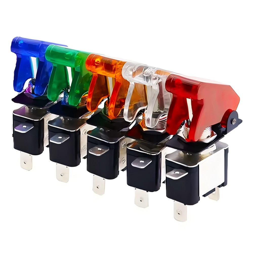 1Set Auto Car Boat Truck ASW-07D Led Toggle Switch with Safety Aircraft Flip up Cover Red Blue Green Yellow White 12V20A