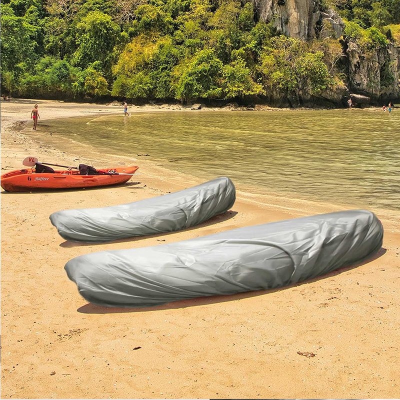 Heavy Duty ICOVER Outdoor Storage Boat Cover Waterproof UV Resistant Kayak Canoe SUP Paddle Board Fishing Boat for 12.3-13.5ft