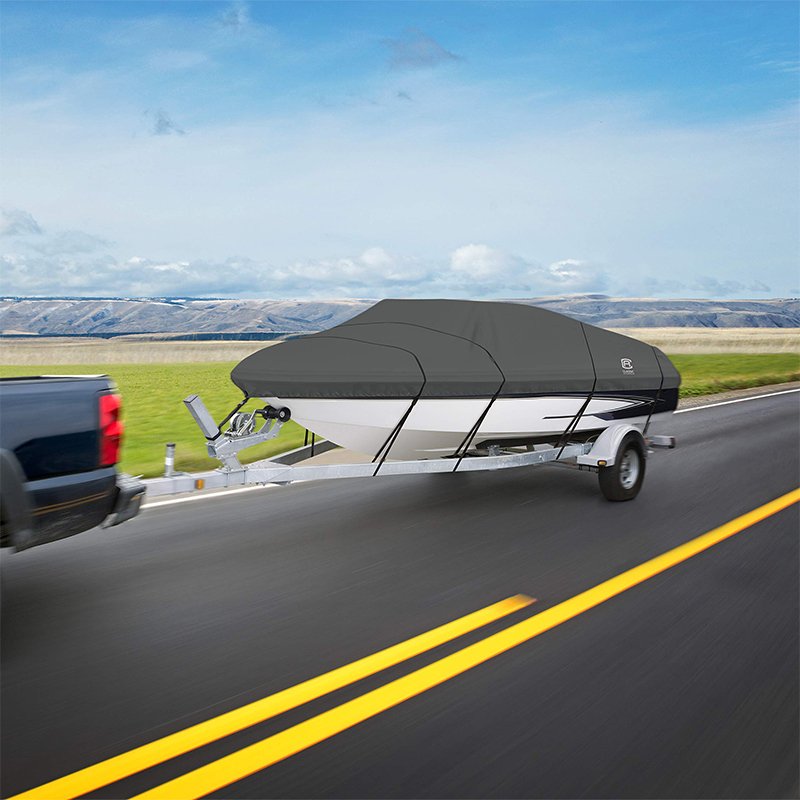 Custom Heavy-Duty Ski & Wakeboard Tower Boat Cover, Fits Boats 22 - 24 ft Long, Beam Width to 116 in Wide