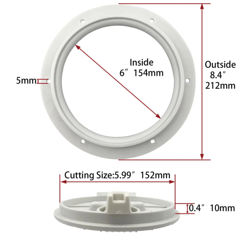 6" Boat Round Non-Slip Inspection Hatch Marine Hatch Deck Plate With Detachable Cover for Marine Boat Yacht RV