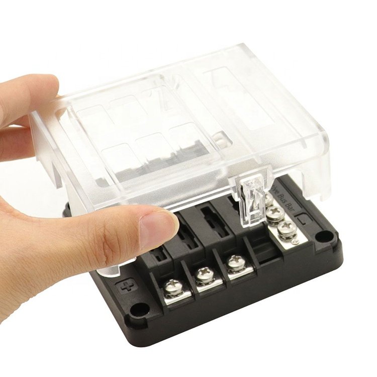 6 Way Integrated Fuse Block Box With Indicator Light Panel Damp-Proof Dust Cover Negative Pole for Marine Car Boat