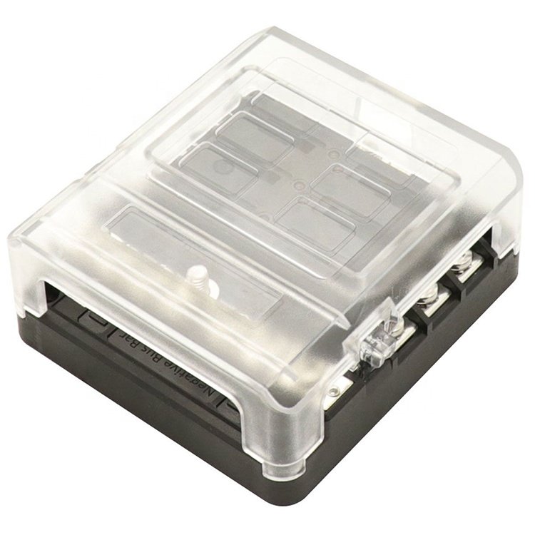 6 Way Integrated Fuse Block Box With Indicator Light Panel Damp-Proof Dust Cover Negative Pole for Marine Car Boat