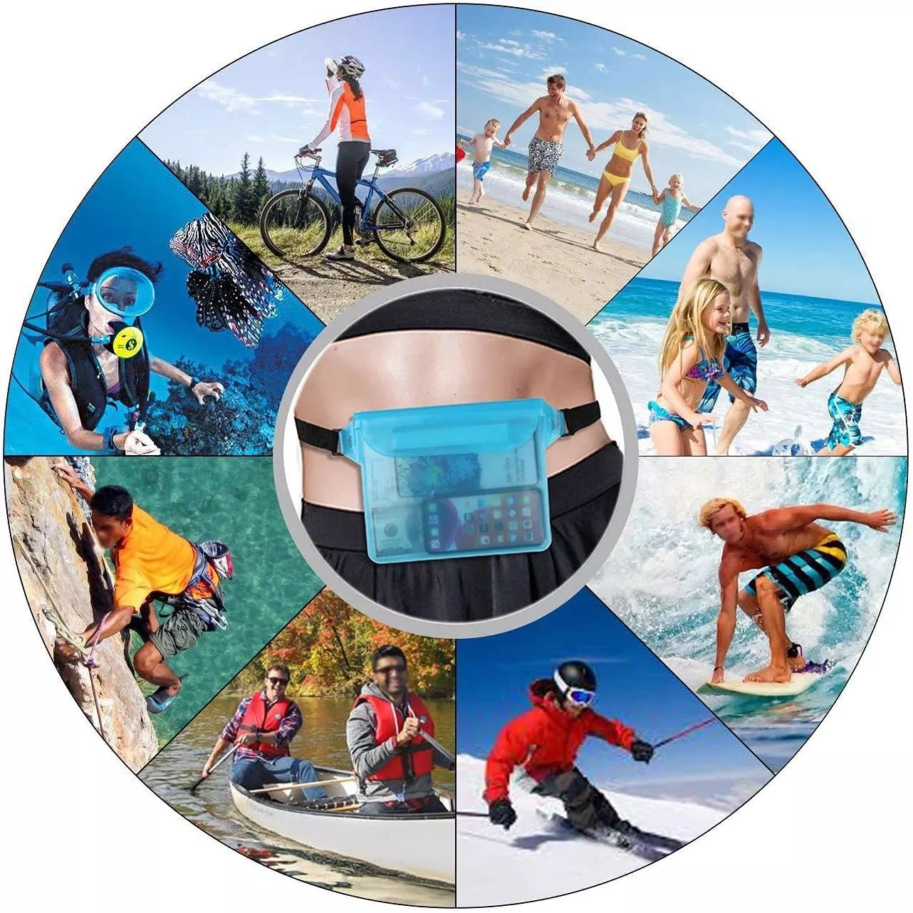 Waterproof Swimming Bag Ski Drift Diving Shoulder Waist Pack Bag Underwater Mobile Phone Bags Case Cover for Beach Boat Sports