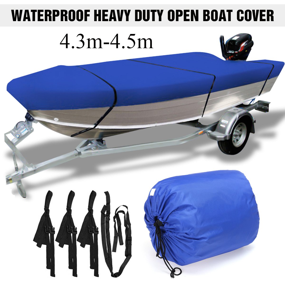 Polyester Fabric 210D V-hull UV Protected Boat Cover for Tri-hull Fishing Ski Bass Pontoon Boat Cover
