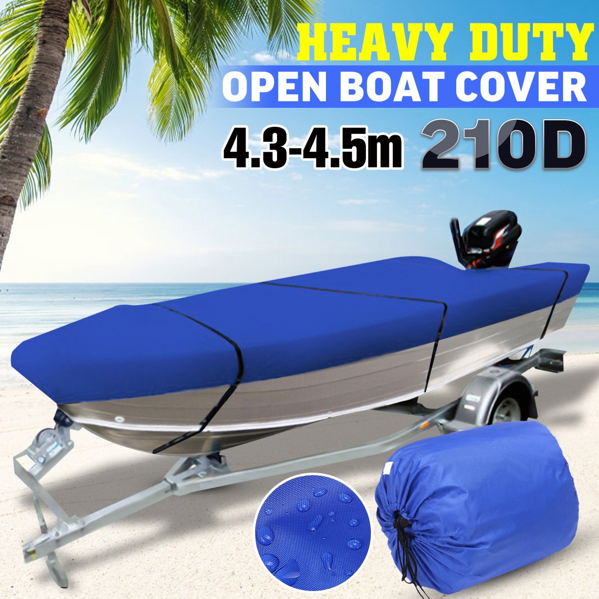 Polyester Fabric 210D V-hull UV Protected Boat Cover for Tri-hull Fishing Ski Bass Pontoon Boat Cover