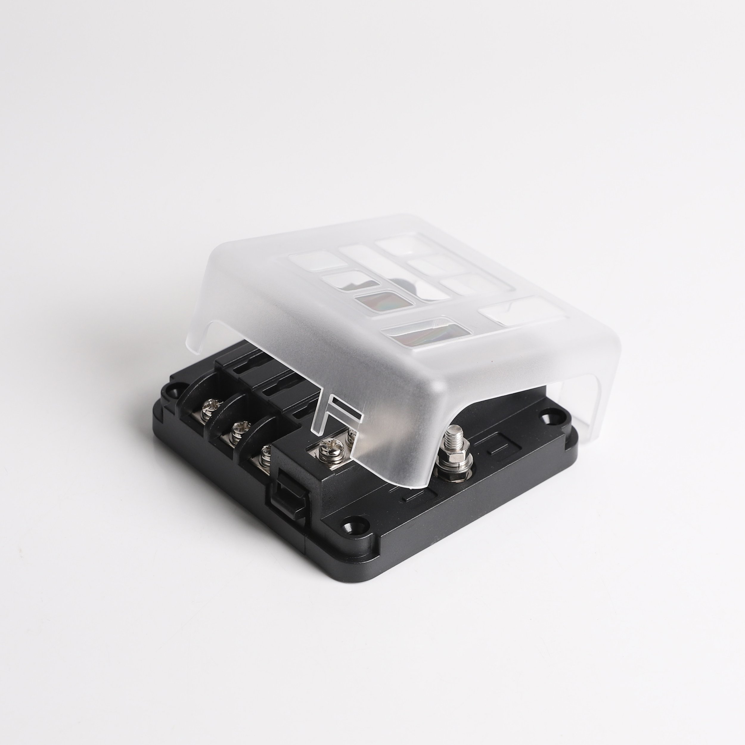6 Circuit STD Fuse Holder With Negative Bus and Cover, Automotive ATC ATO Blade Fuse Block with LED Indicator for Car RV Marine