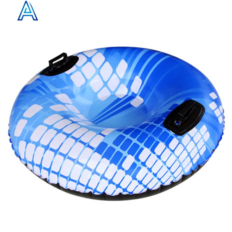 Custom CMYK Printing Round PVC Inflatable Snow Tube Board Ski Board Sled Sledge With Handles