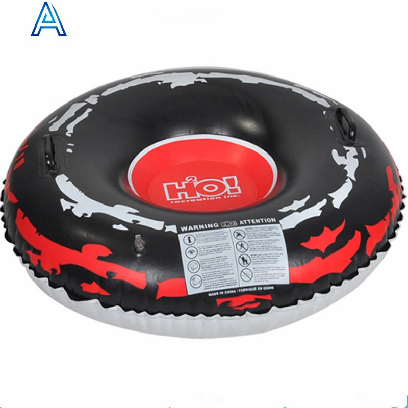 Custom CMYK Printing Round PVC Inflatable Snow Tube Board Ski Board Sled Sledge With Handles