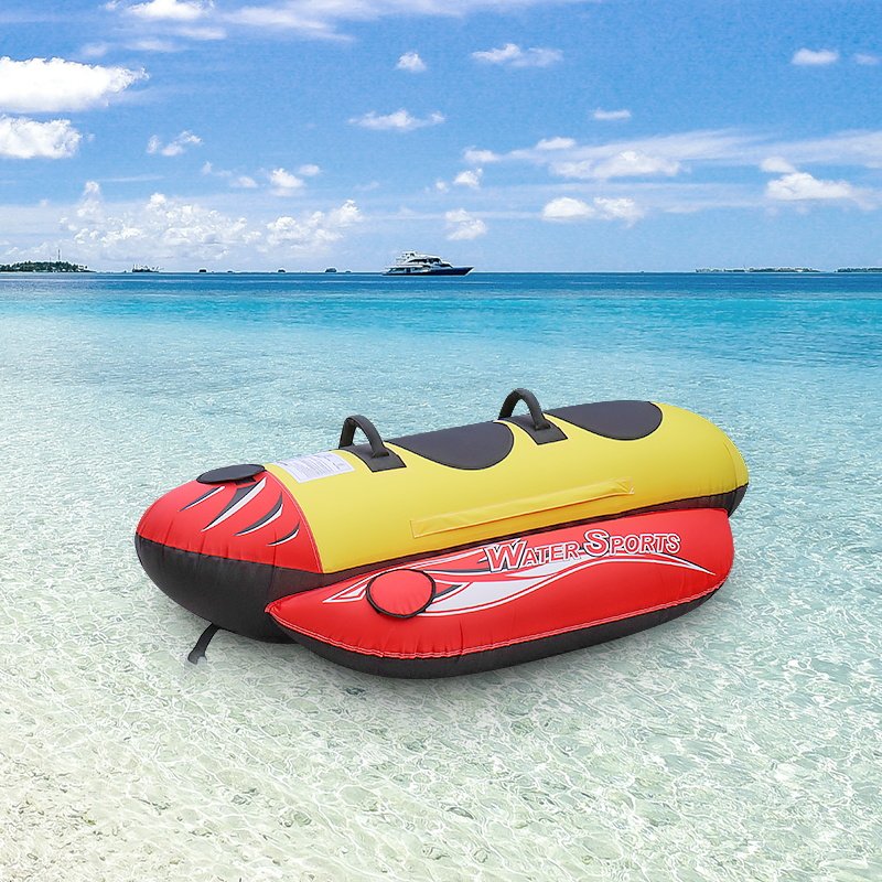 Super Towable Tube for Boating ,1-2 Person Banana Inflatable Boat Tube for Water Sports, Nylon Cover Towable Water Tube