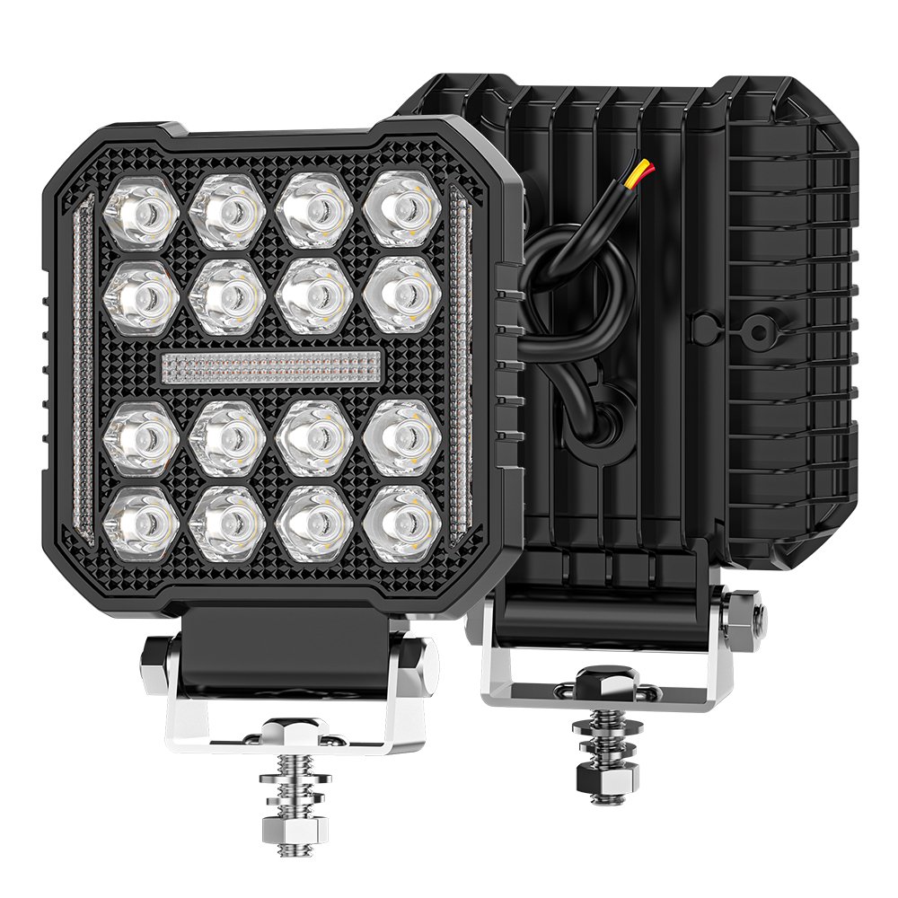 DXZ 2024 New 4inch Led 4X4 Square Spotlight 16LED Work Light for Truck Led Working Lights Black Cover Led Square Headlights