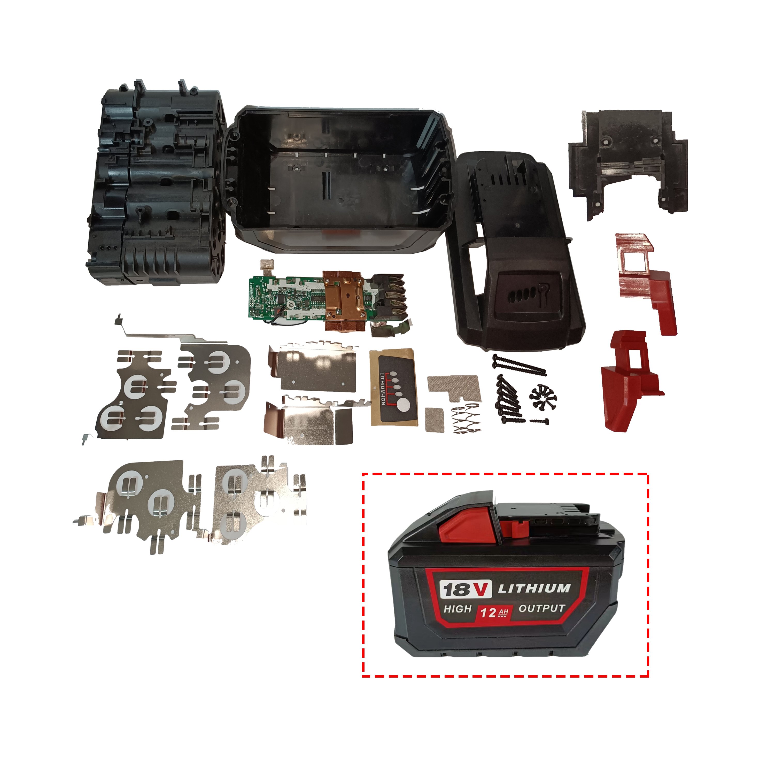 Factory Price Milwauke M18 18V Plastic case 15.0AH Plastic Housing 15 Cells 21700 Plastic Cover 15AH Bms PCB 40V BL4040 BL1021B