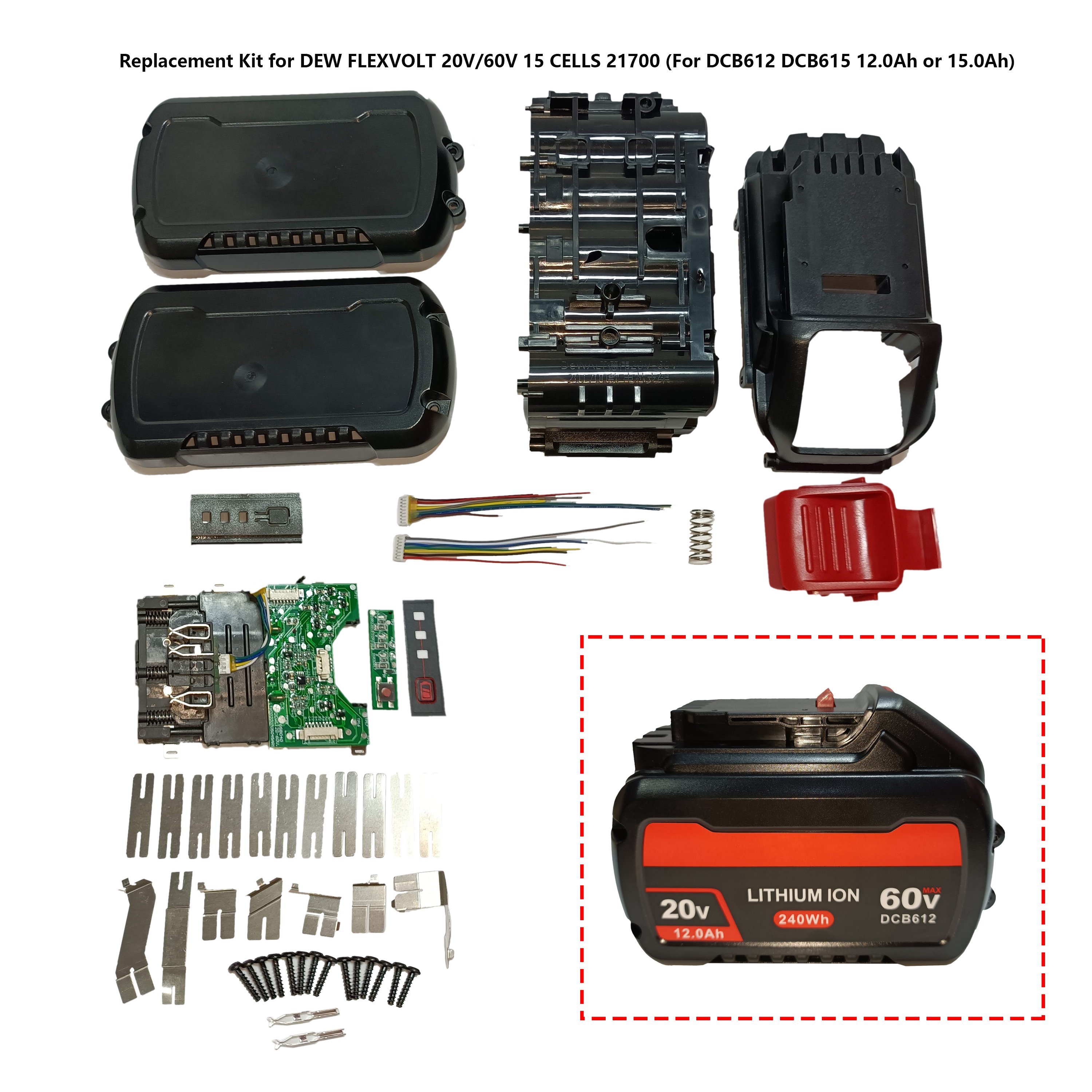 Factory Price Milwauke M18 18V Plastic case 15.0AH Plastic Housing 15 Cells 21700 Plastic Cover 15AH Bms PCB 40V BL4040 BL1021B
